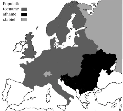 afbeelding: Populatie ontwikkeling van het ree in Europa